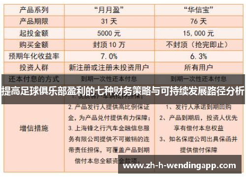 提高足球俱乐部盈利的七种财务策略与可持续发展路径分析 提高足球俱乐部盈利的七种财务策略与可持续发展路径分析